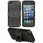 Wholesale iPhone 5 5S TPU+PC Dual  Hybrid Case with Stand (Black-Black)